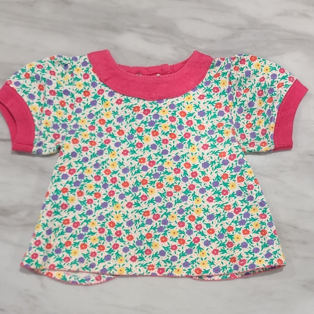 Vintage Floral Kids Shirt with Pink Accents